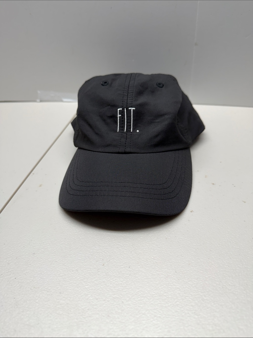 Rae Dunn Black Baseball Cap with White "FIT." Embroidery